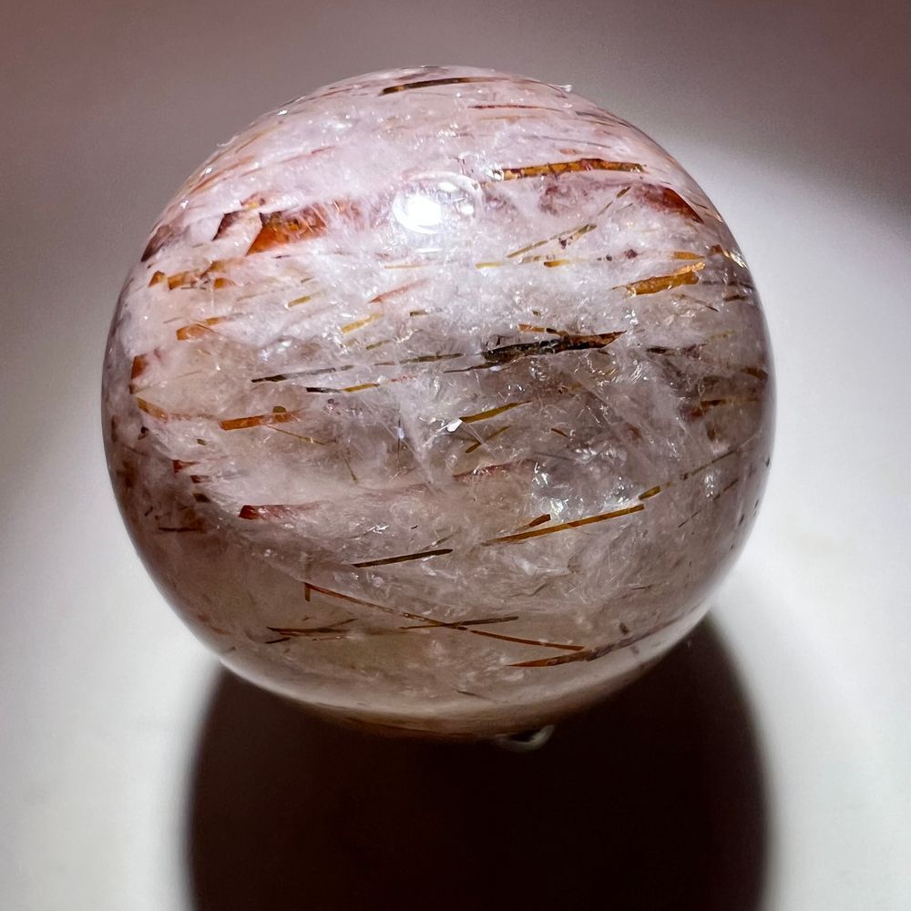 Golden Rutilated Quartz Marble Sphere - Picture 7 of 11